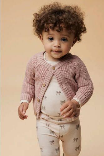 LIL' ATELIER BABY romper met all over print zalmroze Meisjes Stretchkatoen Ronde hals