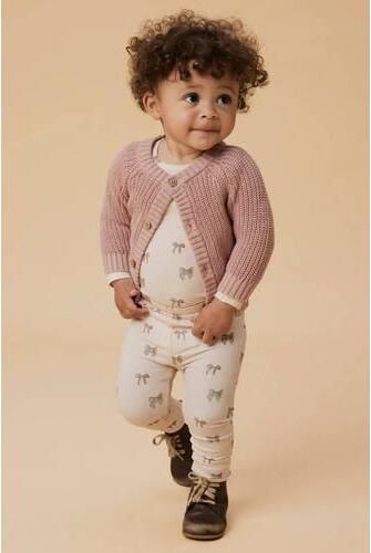 LIL' ATELIER BABY romper met all over print zalmroze Meisjes Stretchkatoen Ronde hals - Foto 2