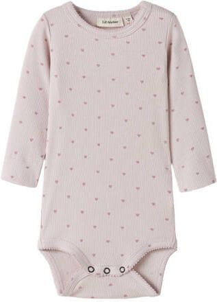 LIL' ATELIER BABY romper met print lila Paars Meisjes Stretchkatoen Ronde hals