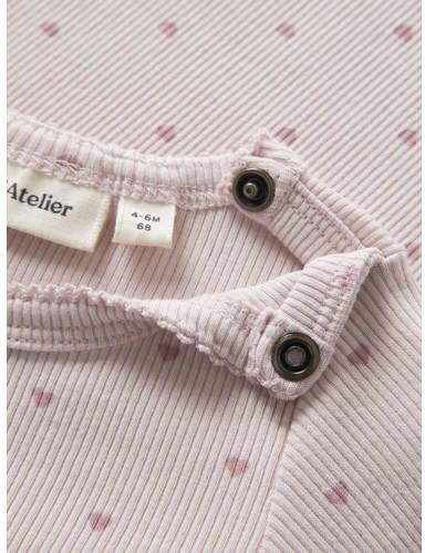 LIL' ATELIER BABY romper met print lila Paars Meisjes Stretchkatoen Ronde hals - Foto 2