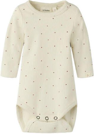 LIL' ATELIER BABY romper met stippen ecru Meisjes Stretchkatoen Ronde hals - Foto 3