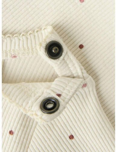 LIL' ATELIER BABY romper met stippen ecru Meisjes Stretchkatoen Ronde hals - Foto 4