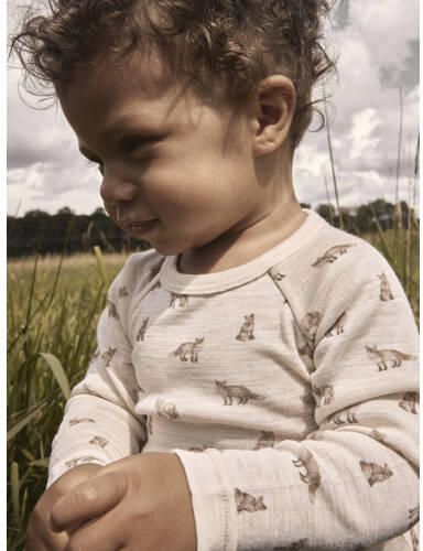 LIL' ATELIER BABY romper met wol beige All over print