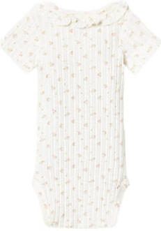 LIL' ATELIER BABY romper NBFHULLA ecru Meisjes Katoen Ronde hals All over print 68 - Foto 3
