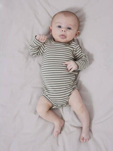 LIL' ATELIER BABY romper NBMGAGO groen ecru Katoen Ronde hals 62 - Foto 3