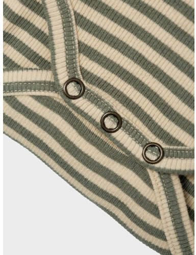 LIL' ATELIER BABY romper NBMGAGO groen ecru Katoen Ronde hals 62