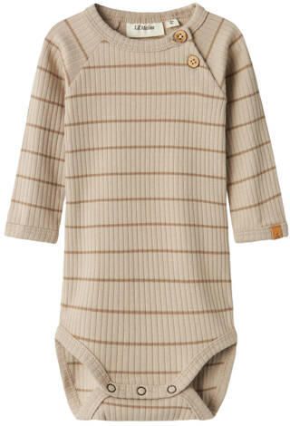 LIL' ATELIER BABY romper NBMKAIL lichtgrijs Beige Jongens Stretchkatoen Ronde hals - Foto 2