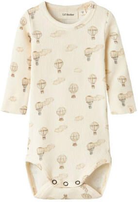 LIL' ATELIER BABY romper NBNGAVO ecru lichtbruin Jongens Katoen Ronde hals
