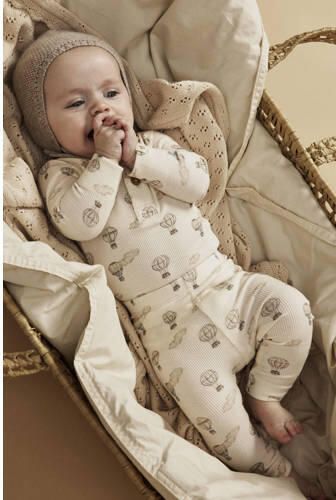 LIL' ATELIER BABY romper NBNGAVO ecru lichtbruin Jongens Katoen Ronde hals - Foto 3