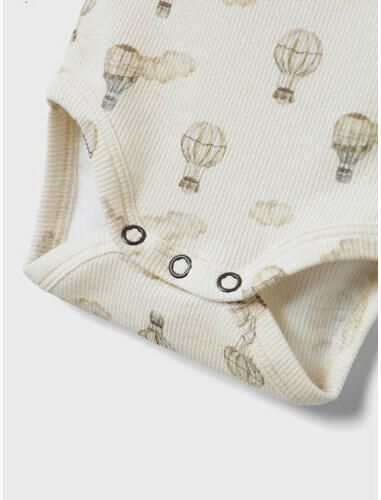 LIL' ATELIER BABY romper NBNGAVO ecru lichtbruin Jongens Katoen Ronde hals - Foto 2
