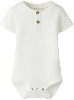 LIL' ATELIER BABY romper wit Jongens Katoen Henleykraag Effen