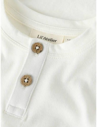 LIL' ATELIER BABY romper wit Jongens Katoen Henleykraag Effen - Foto 2