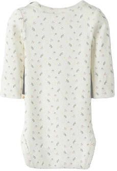 LIL' ATELIER BABY romper wit roze groen Meisjes Stretchkatoen Ronde hals - Foto 2