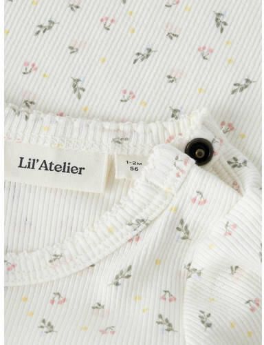 LIL' ATELIER BABY romper wit roze groen Meisjes Stretchkatoen Ronde hals