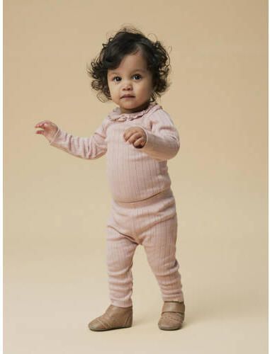 LIL' ATELIER BABY slim babybroek lichtroze Meisjes Katoen Effen