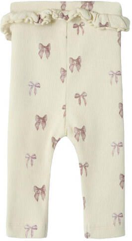 LIL' ATELIER BABY slim fit legging met ruches en print ecru Broek Meisjes Stretchkatoen - Foto 6