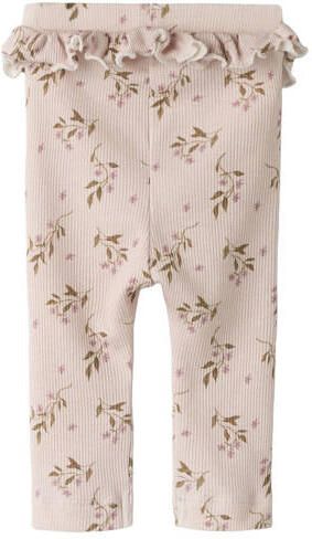 LIL' ATELIER BABY slim fit legging met ruches en print lila Broek Paars Meisjes Stretchkatoen - Foto 3