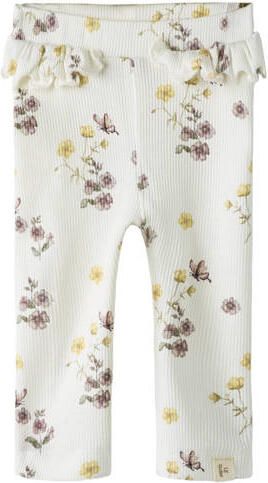 LIL' ATELIER BABY slim legging ecru Broek Meisjes Stretchkatoen Bloemen - Foto 3