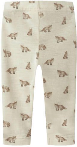 LIL' ATELIER BABY slim legging met wol Broek Ecru All over print