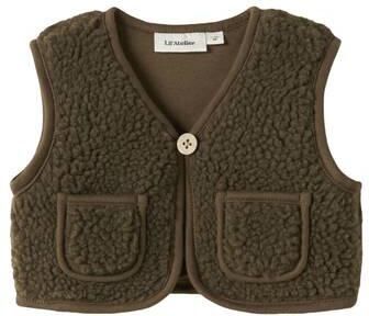 LIL' ATELIER BABY teddy rechtvallend gilet bruin Effen
