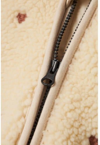 LIL' ATELIER BABY teddy tussenjas NBFNALO met hartjes beige Meisjes Polyester Capuchon 80 - Foto 2