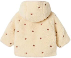 LIL' ATELIER BABY teddy tussenjas NBFNALO met hartjes beige Meisjes Polyester Capuchon 80