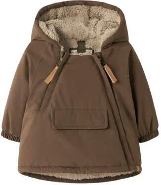 LIL' ATELIER BABY winterjas bruin Jongens Polyester Capuchon Effen