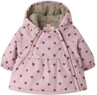 LIL' ATELIER BABY winterjas met hartjes roze Meisjes Polyester Capuchon