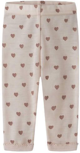 LIL' ATELIER BABY wollen slim fit legging met ruches en hartjes beige Broek