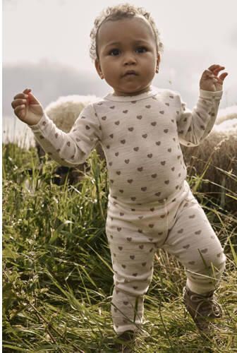LIL' ATELIER BABY wollen slim fit legging met ruches en hartjes beige Broek - Foto 2