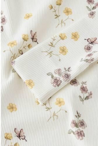 LIL' ATELIER MINI aansluitend gebloemde longsleeve met ruches ecru Meisjes Stretchkatoen Ronde hals - Foto 4