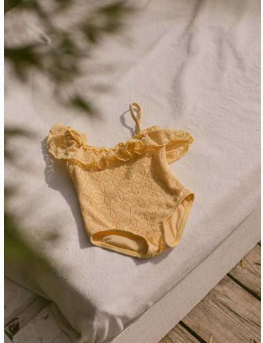 LIL' ATELIER MINI badpak NMFFANNIE met all over print geel Meisjes Polyester 110