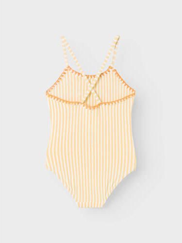 LIL' ATELIER MINI badpak NMFFARROW met ruches geel wit Meisjes Polyester 116 - Foto 2