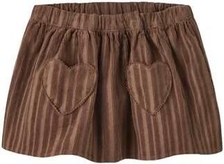 LIL' ATELIER MINI corduroy korte A-lijn rok bruin Effen