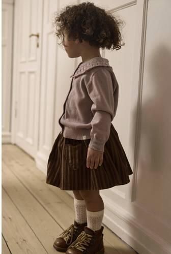 LIL' ATELIER MINI corduroy korte A-lijn rok bruin Effen - Foto 3