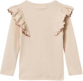 LIL' ATELIER MINI geruite longsleeve lichtroze ecru Meisjes Katoen Ronde hals 122 128 - Foto 2