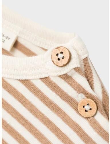LIL' ATELIER MINI gestreept T-shirt NMMGEO bruin offwhite Jongens Katoen Ronde hals 116 - Foto 1