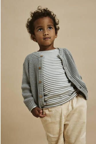 LIL' ATELIER MINI gestreepte longsleeve NMMGAGO offwhite taupe Bruin Jongens Katoen Ronde hals 122 128 - Foto 5