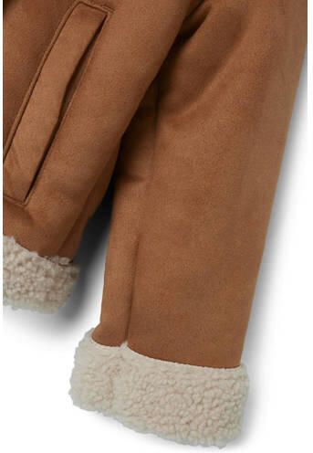 LIL' ATELIER MINI jas NMNNOLO bruin beige Jongens Imitatiesuède Reverskraag 122 128 - Foto 2