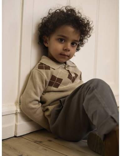 LIL' ATELIER MINI katoenen gebreide jacquard trui met print zand bruin Beige - Foto 5