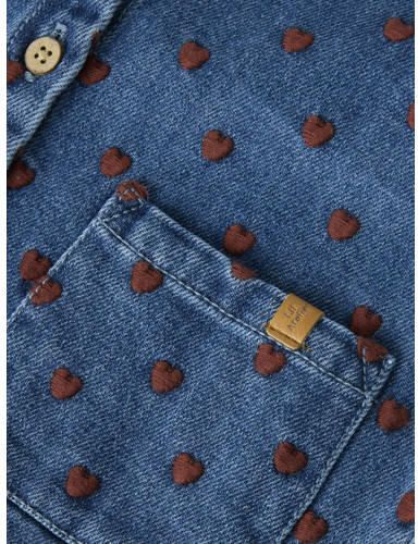 LIL' ATELIER MINI katoenen spijkerjas met hartjes donkerblauw Hartjes - Foto 3