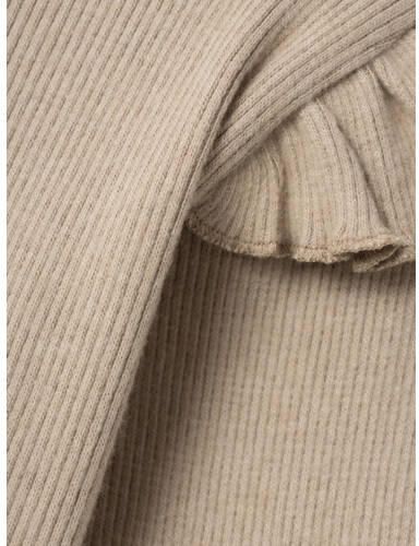 LIL' ATELIER MINI longsleeve NMFSOPHIA beige Meisjes Katoen Ronde hals 122 128