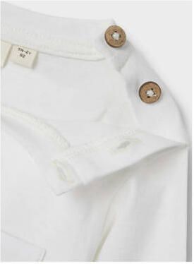 LIL' ATELIER MINI longsleeve NMMDOLAN wit Jongens Katoen Ronde hals Effen 122 128