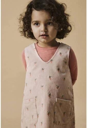 LIL' ATELIER MINI overgooier met all over print roze Jurk Meisjes Katoen V-hals 104 - Foto 3
