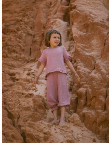 LIL' ATELIER MINI regular fit broek NMFDOLIE oudroze Meisjes Viscose Effen 104