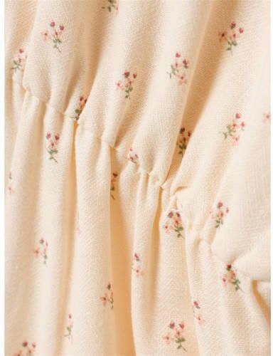 LIL' ATELIER MINI regular fit tuinbroek NMFFAMAJA met all over print ecru Meisjes Katoen Vierkante hals 104 - Foto 3