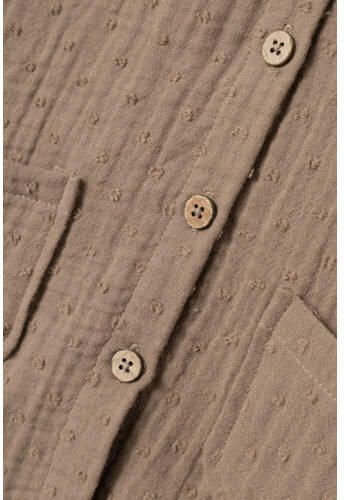 LIL' ATELIER MINI top NMFLAMI lichtbruin Meisjes Katoen Ronde hals Effen 122 128