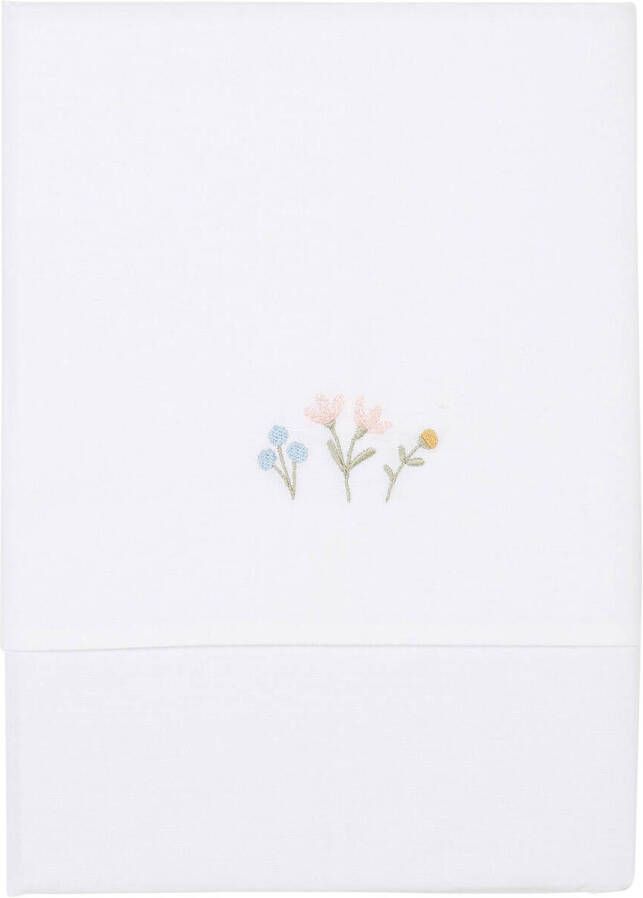 Little Dutch baby ledikantlaken Flowers & Butterflies geborduurd 110x140 cm Babylaken Wit