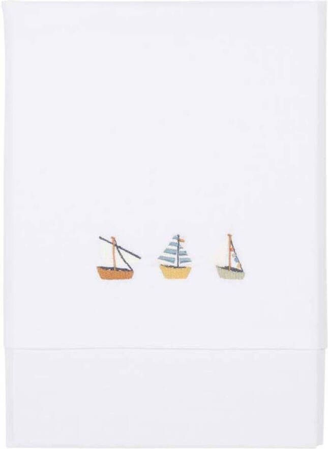 Little Dutch baby ledikantlaken Sailors Bay geborduurd 110x140 cm Babylaken Wit