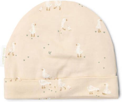 Little Dutch baby muts met all over print beige Stretchkatoen maat 0-3 mnd